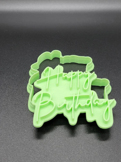 Happy Birthday Script Cookie Cutter & Stamp