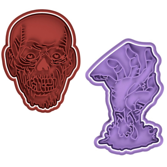 Zombie Head and Hand Cookie Cutter & Stamp