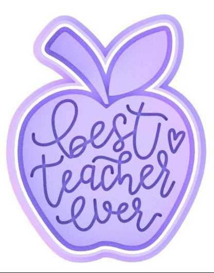 3D Printed Best Teacher Ever Apple Cookie Cutter & Stamp SunshineT Shop