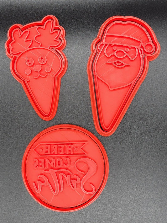 3D Printed Build a Santa / Reindeer Christmas Cookie Platter Cookie Cutter & Stamp SunshineT Shop