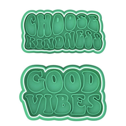 3D Printed Choose Kindness/Good Vibes Hippie/Groovy Cookie Cutter & Stamps SunshineT Shop