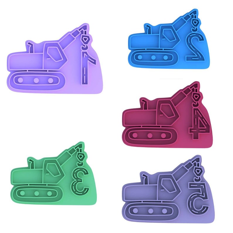 3D Printed Construction Crane Number Cookie Cutters & Stamps SunshineT Shop