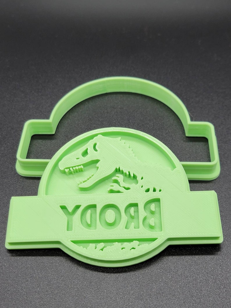 3D Printed - Custom Name Jurassic Park Cookie Cutter & Stamp SunshineT Shop