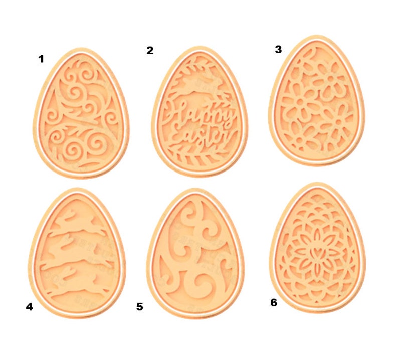3D Printed Easter Egg Patterned Cookie Cutters & Stamps SunshineT Shop