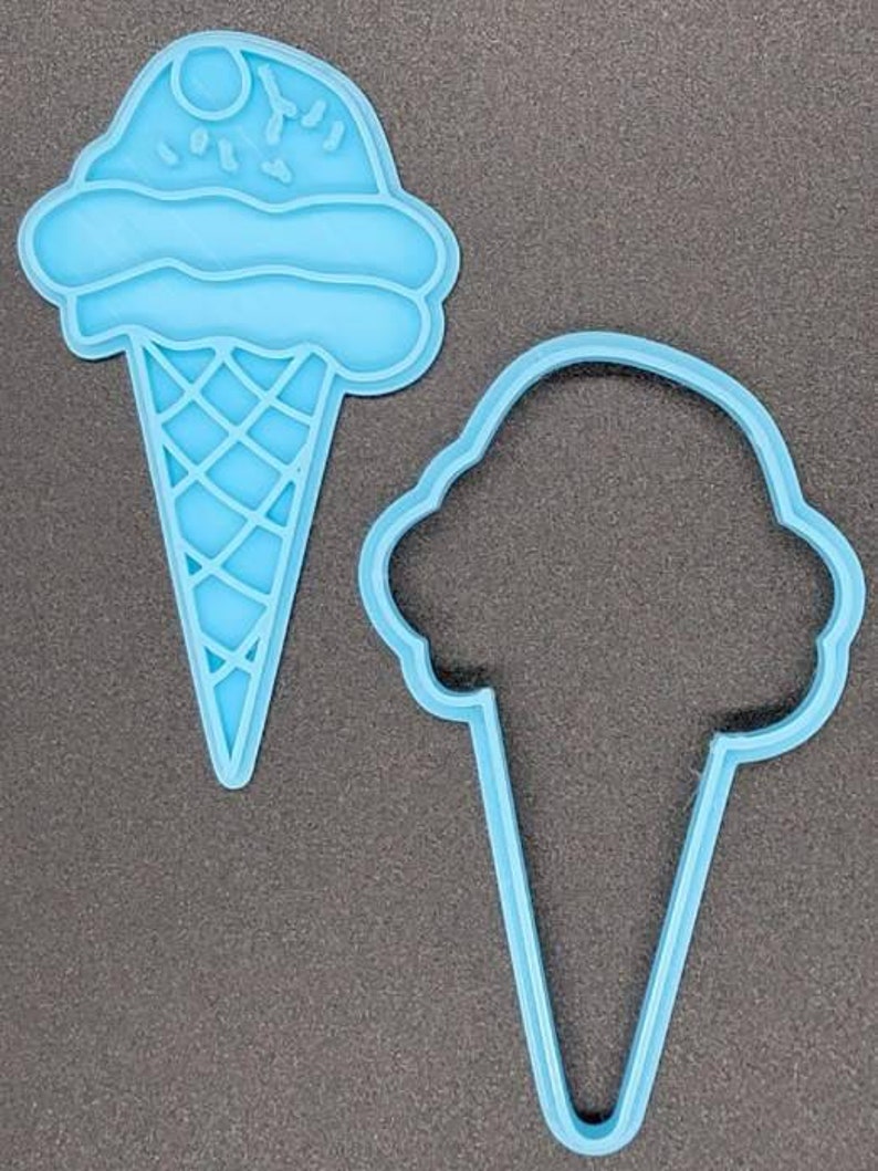 3D Printed Ice Cream Truck and Cone Cookie Cutter & Stamp SunshineT Shop