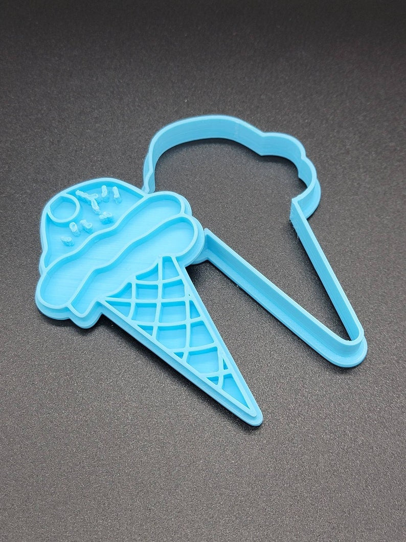 3D Printed Ice Cream Truck and Cone Cookie Cutter & Stamp SunshineT Shop