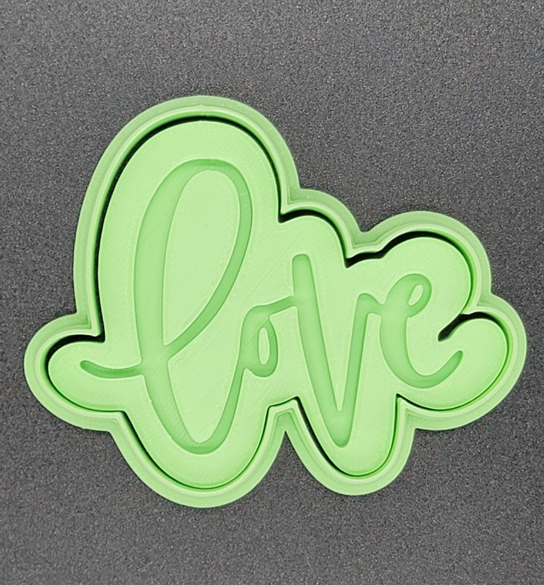 3D Printed Love Script Cookie Cutter & Stamp SunshineT Shop