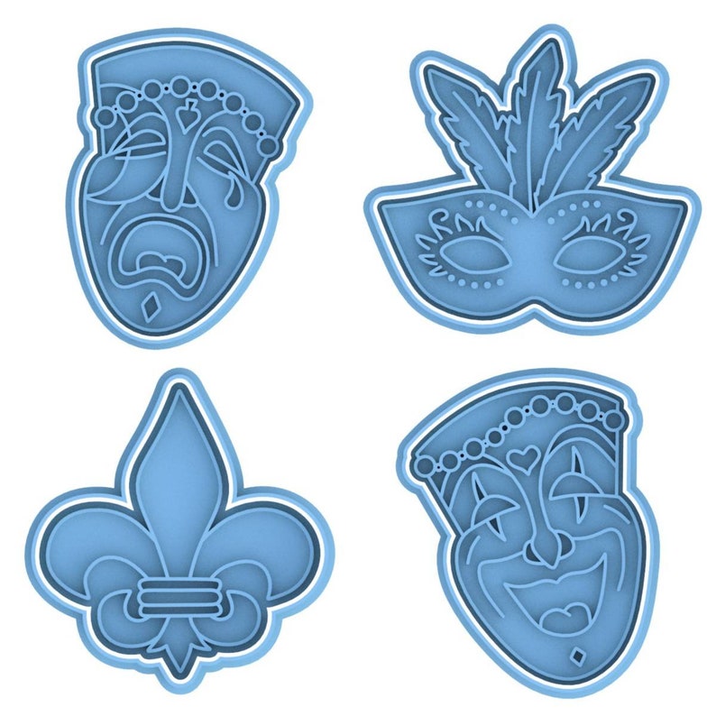 3D Printed Mardi Gras / Masquerade Cookie Cutters & Stamps SunshineT Shop