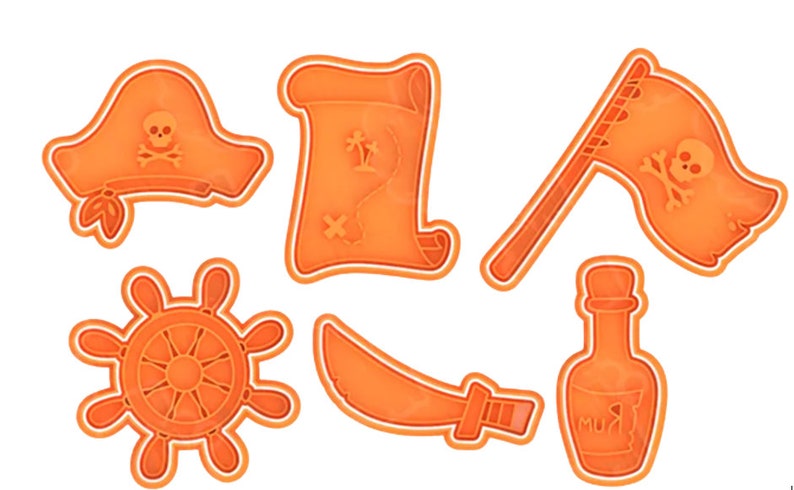 3D Printed Pirate Themed Cookie Cutters & Stamps SunshineT Shop