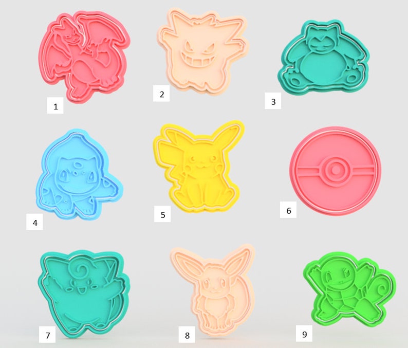 3D Printed Pokemon Cookie Cutter and Stamp SunshineT Shop