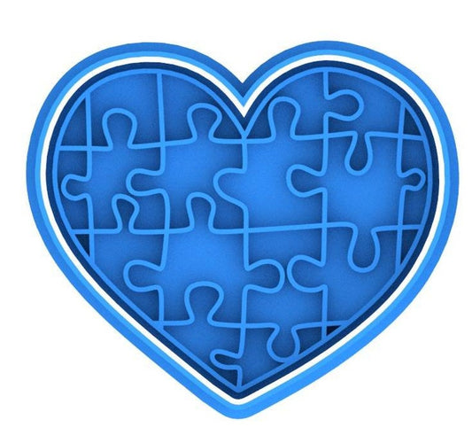 3D Printed Puzzle/Autism Awareness Heart Cookie Cutter & Stamp SunshineT Shop