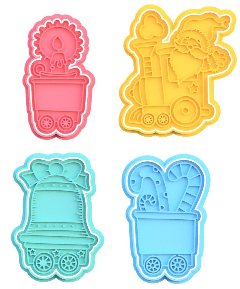 3D Printed Santa Christmas Train Cookie Cutters & Stamps SunshineT Shop