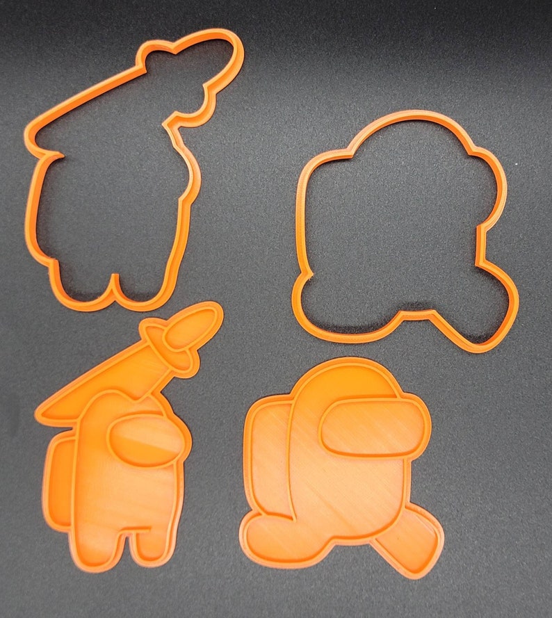 3D Printed Set of (4) Among Us Cookie Cutters & Stamps SunshineT Shop