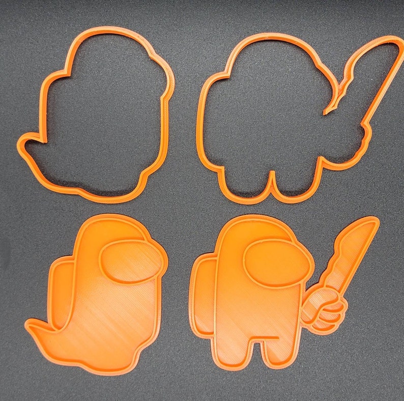 3D Printed Set of (4) Among Us Cookie Cutters & Stamps SunshineT Shop