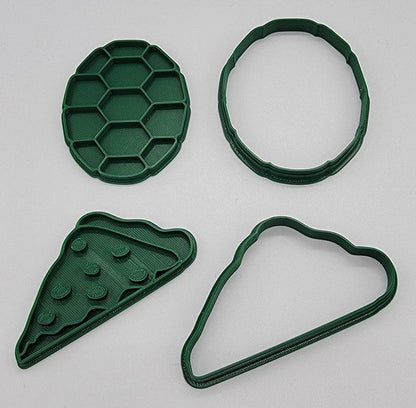 3D Printed Set of (4) Ninja Turtles Cookie Cutters and Stamps SunshineT Shop