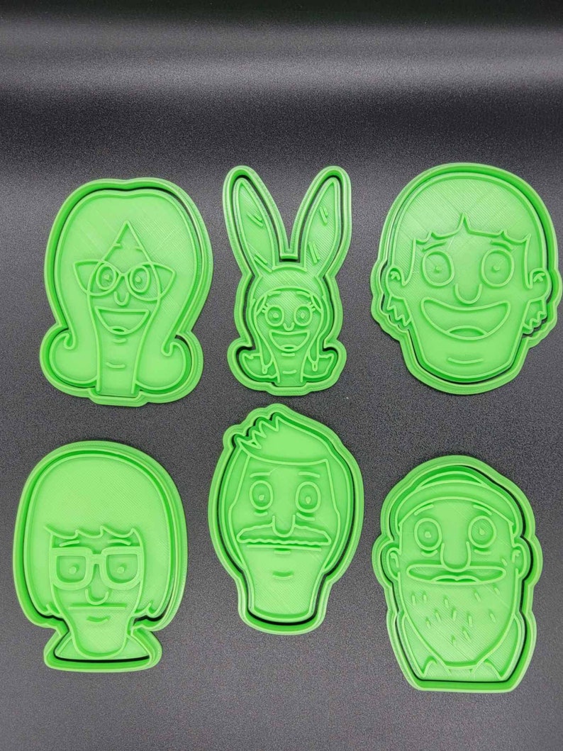 3D Printed Set of (6) Bobs Burgers Cookie Cutters and Stamps SunshineT Shop