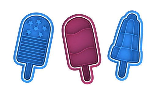 3D Printed Summer/Patriotic Popsicles Cookie Cutters & Stamps SunshineT Shop